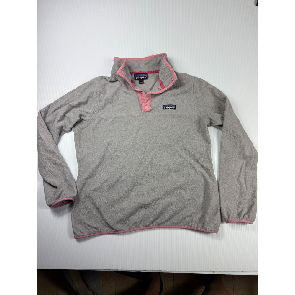 Patagonia Fleece Pullover Snap-T Lightweight Pink‎ Trim Women's Medium